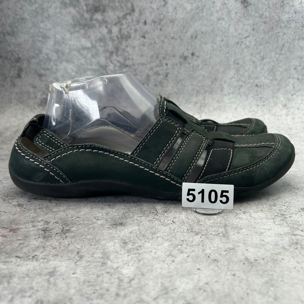 Clarks Haley Stork Flats Womens 9.5 Black Leather Fisherman Comfort Sport Shoes